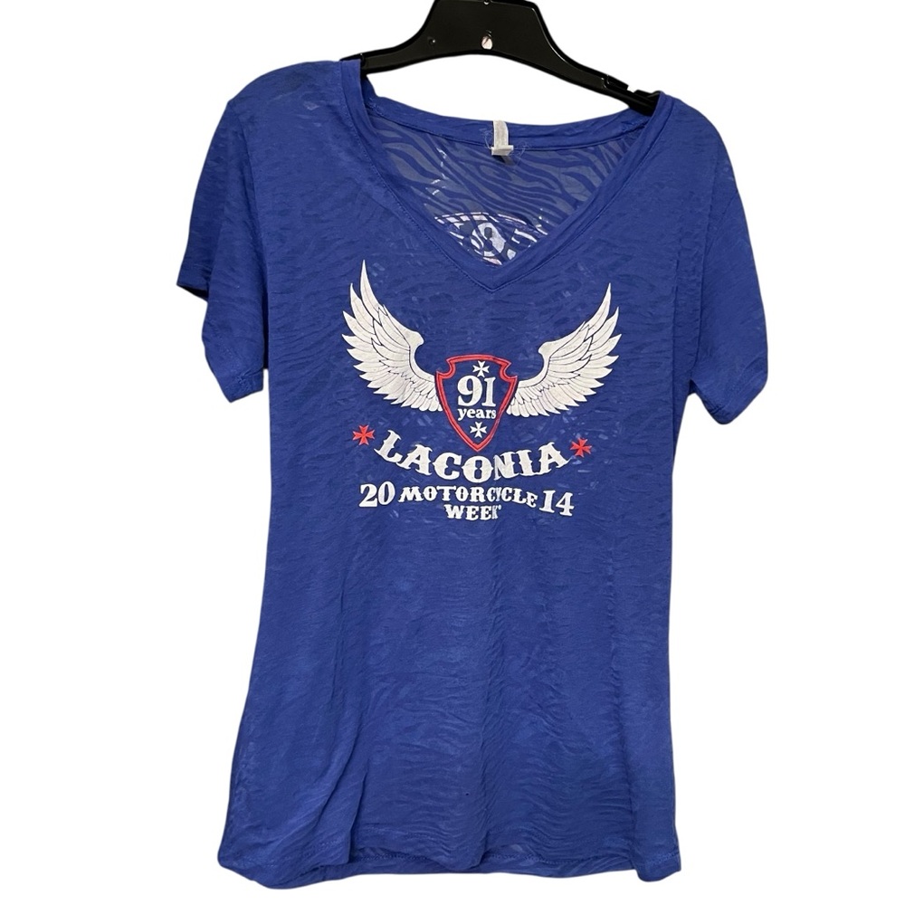 Harley Davidson size XXL royal blue v-neck tee shirt Laconia NH 2014